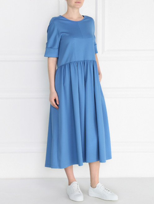 Платье-миди из хлопка и нейлона Jil Sander - Модель Общий вид