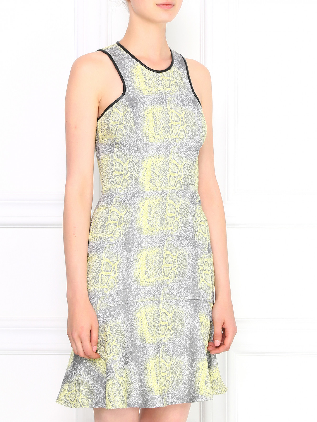 Платье-мини с абстрактным узором Yigal Azrouel  –  Модель Верх-Низ  – Цвет:  Узор