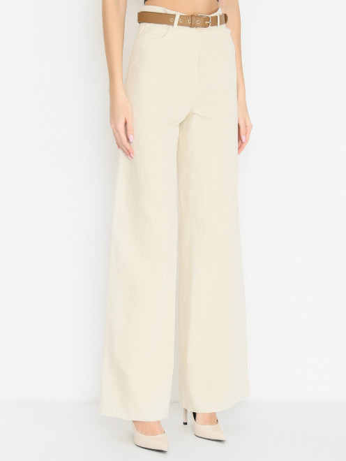 Широкие брюки из хлопка и льна Max Mara - МодельВерхНиз