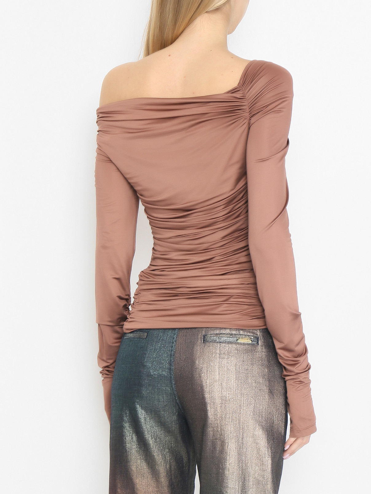 Джемпер со сборками Helmut Lang  –  МодельВерхНиз1  – Цвет:  Коричневый