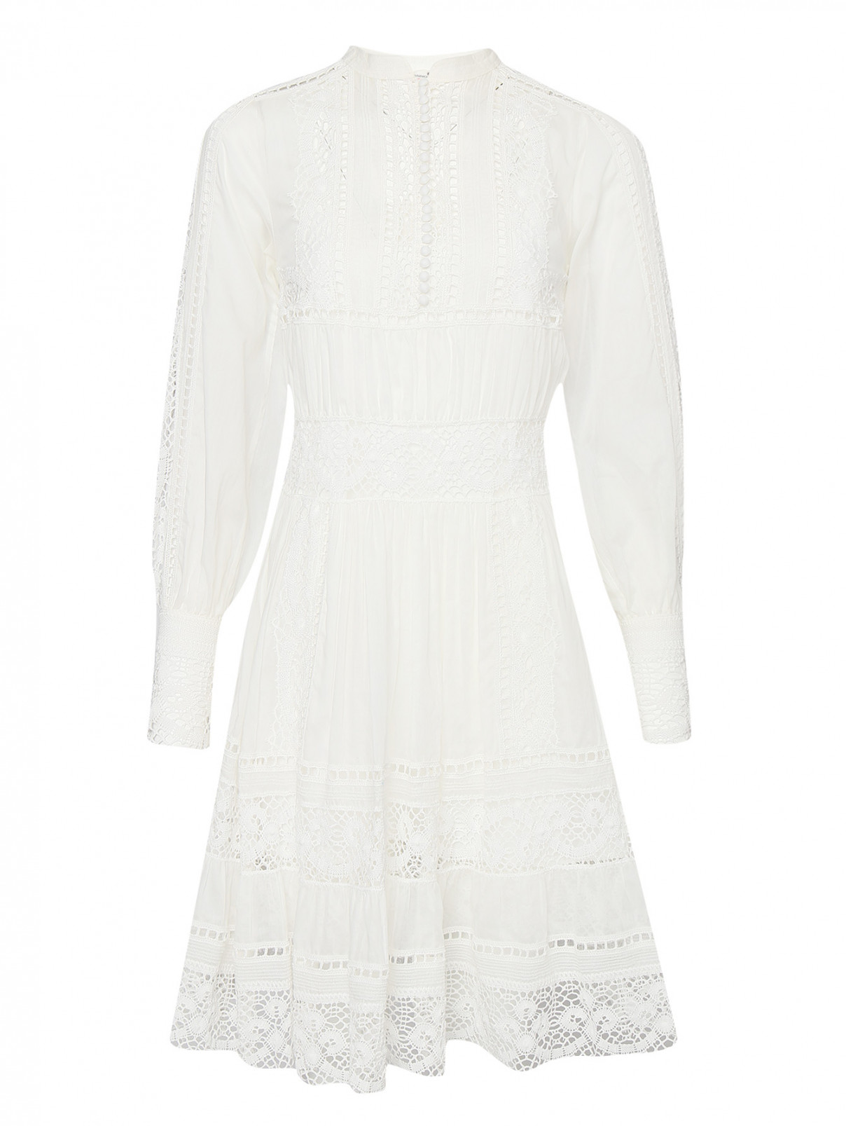 Платье-миди с вышивкой Ermanno Scervino  –  Общий вид  – Цвет:  Белый
