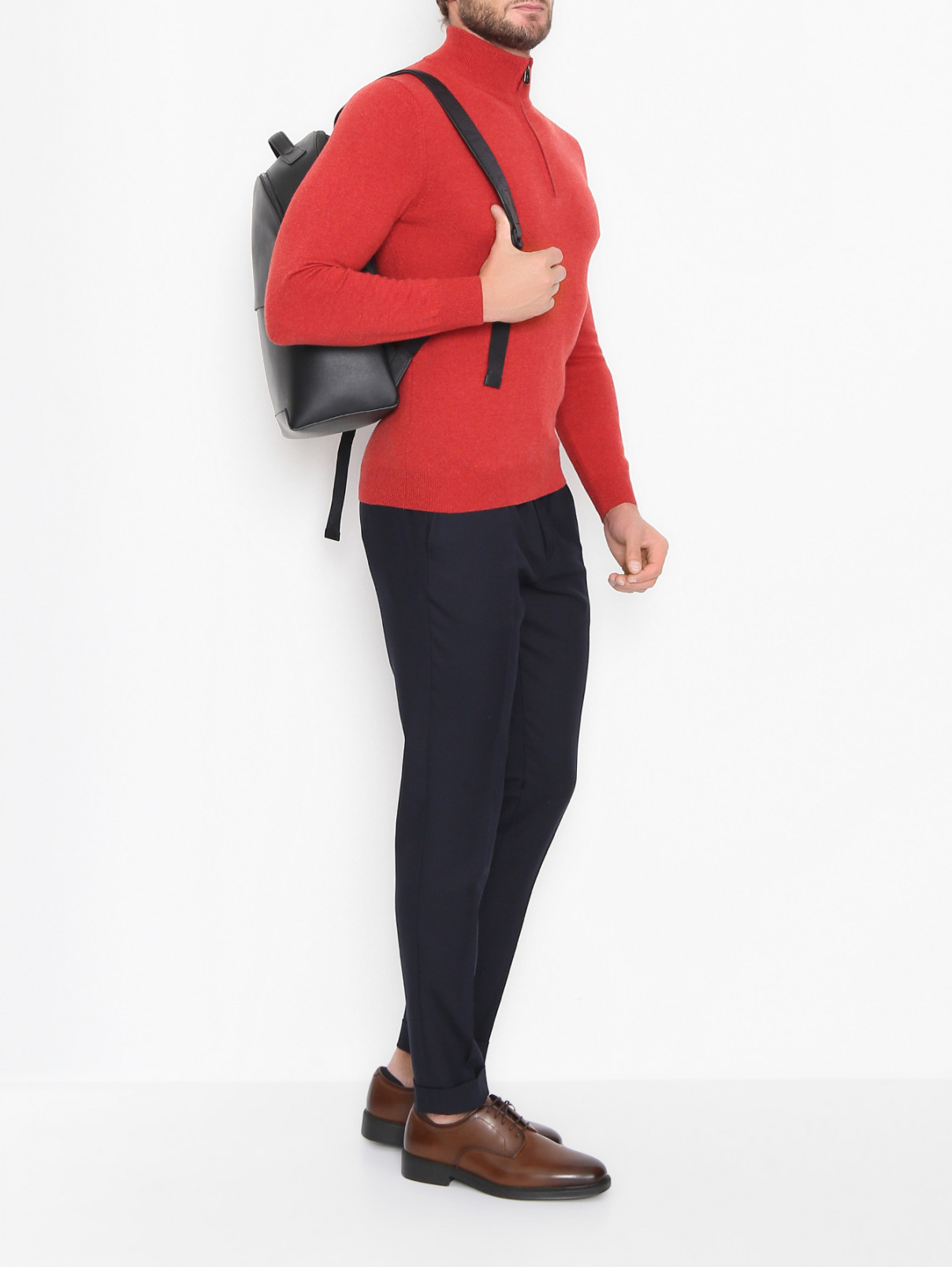 Джемпер из кашемира на молнии Piacenza Cashmere  –  МодельОбщийВид  – Цвет:  Красный