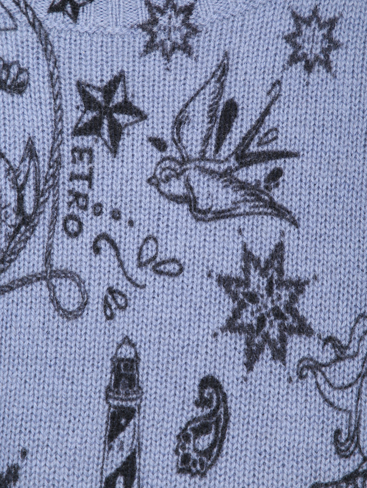 Джемпер из шерсти с узором Etro  –  Деталь  – Цвет:  Синий
