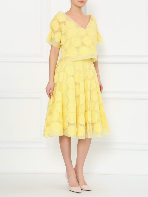 Укороченный топ с вышивкой из шелка Ermanno Scervino - Модель Общий вид