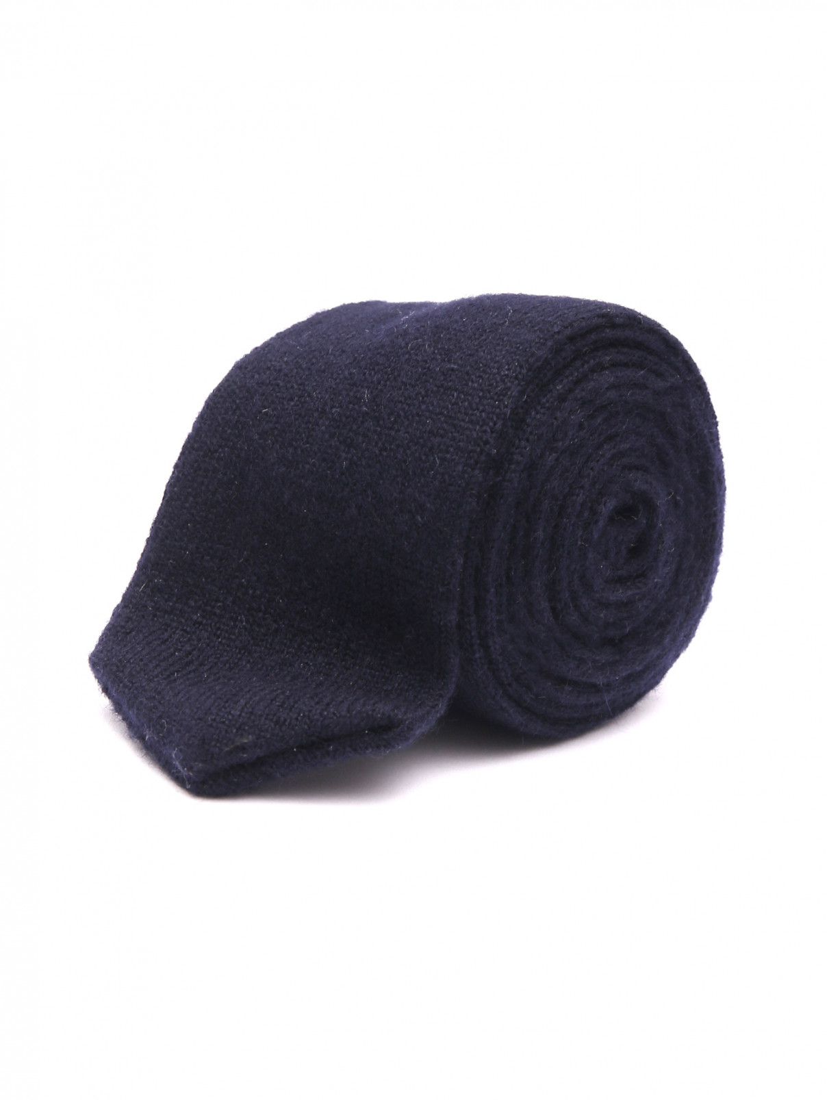 Трикотажный галстук из кашемира и шелка LARDINI  –  Общий вид  – Цвет:  Синий