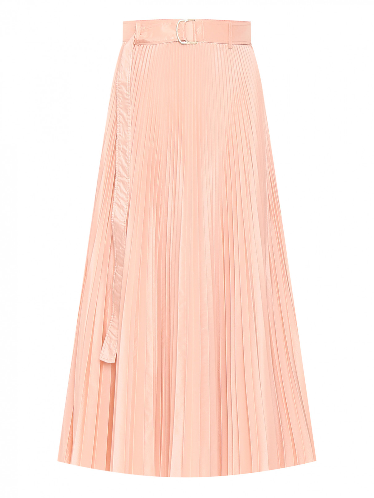Плиссированная юбка с поясом Max Mara  –  Общий вид  – Цвет:  Розовый