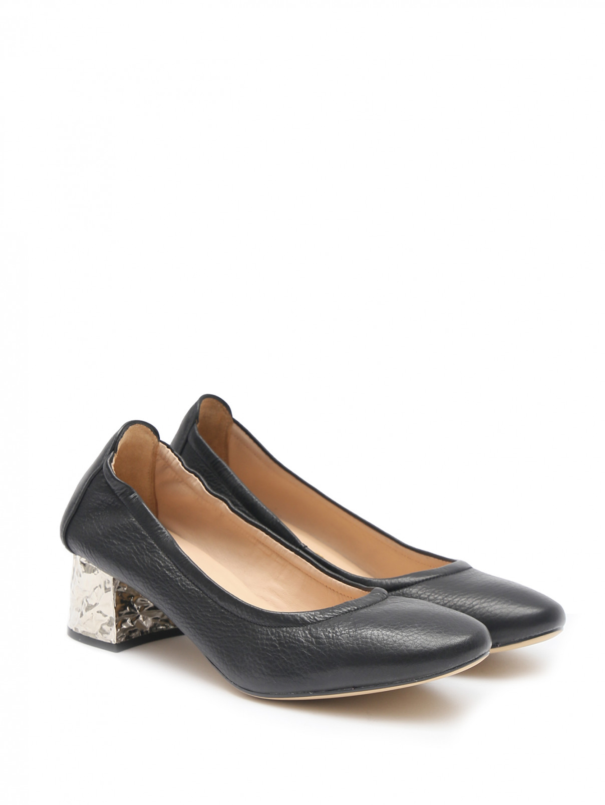 Туфли из кожи на устойчивом каблуке Unisa  –  Общий вид  – Цвет:  Черный
