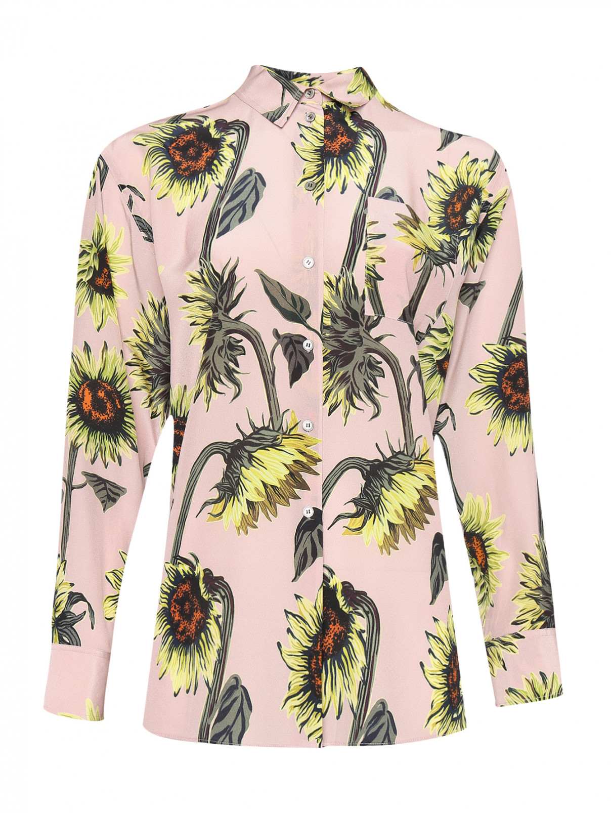 Блуза из шелка с цветочным узором Paul Smith  –  Общий вид  – Цвет:  Розовый