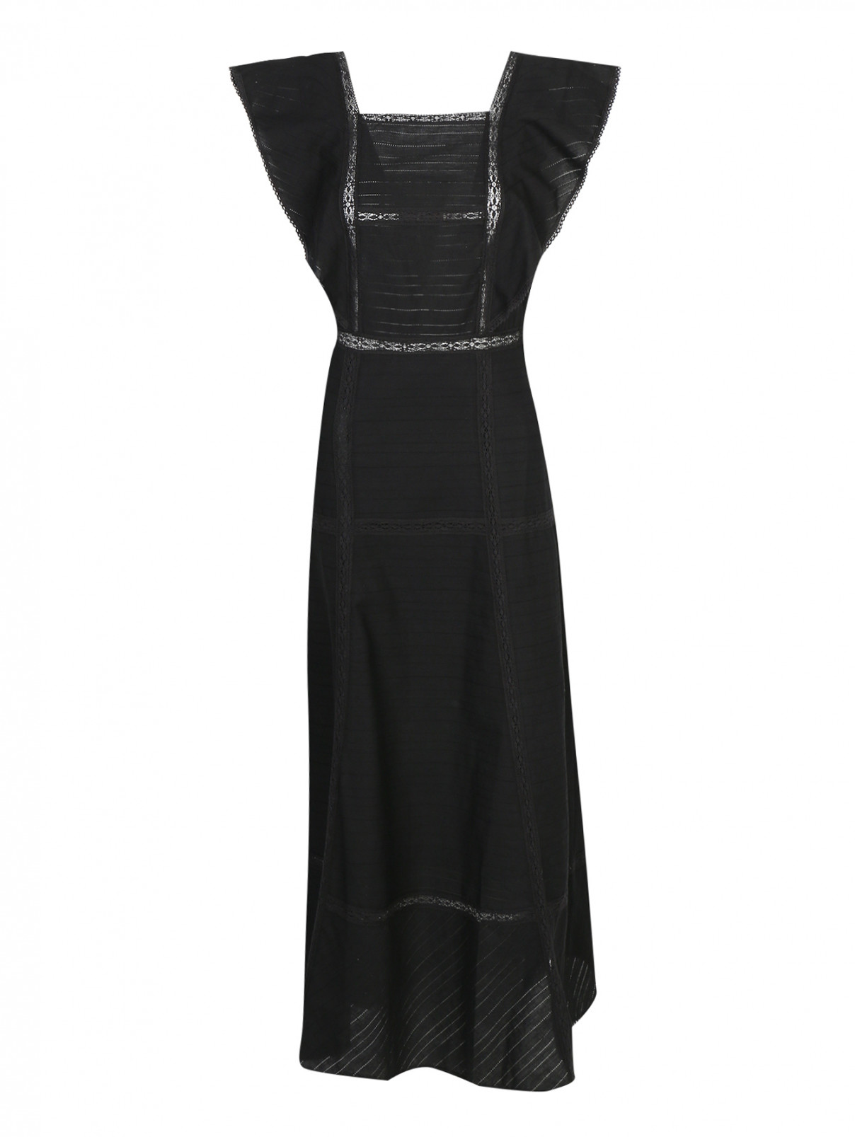Платье макси из хлопка с вставками из кружева Paul&Joe Sister  –  Общий вид  – Цвет:  Черный