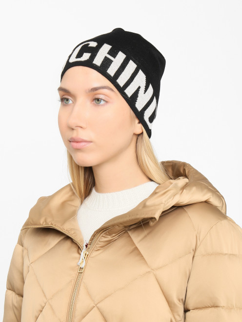 Шапка из смешанной шерсти с логотипом Moschino - МодельОбщийВид