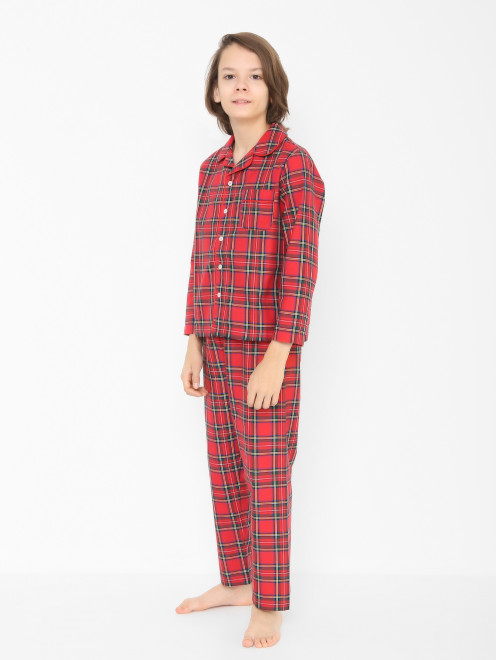 Пижама в клетку с нагрудным карманом Il Gufo - МодельОбщийВид