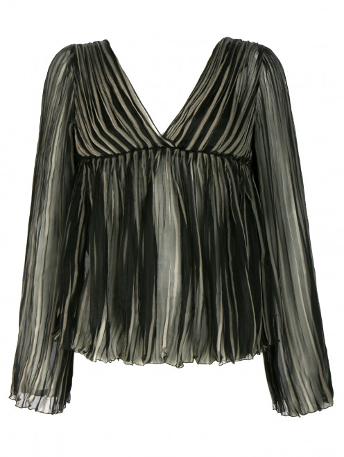Блуза из шелка с узором "полоска" Alberta Ferretti - Общий вид