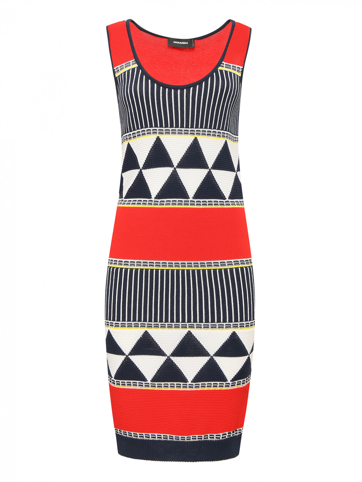 Трикотажное платье с геометричным узором Dsquared2  –  Общий вид  – Цвет:  Мультиколор