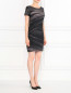 Платье-футляр с узором с кожаными рукавами Barbara Bui  –  Модель Общий вид