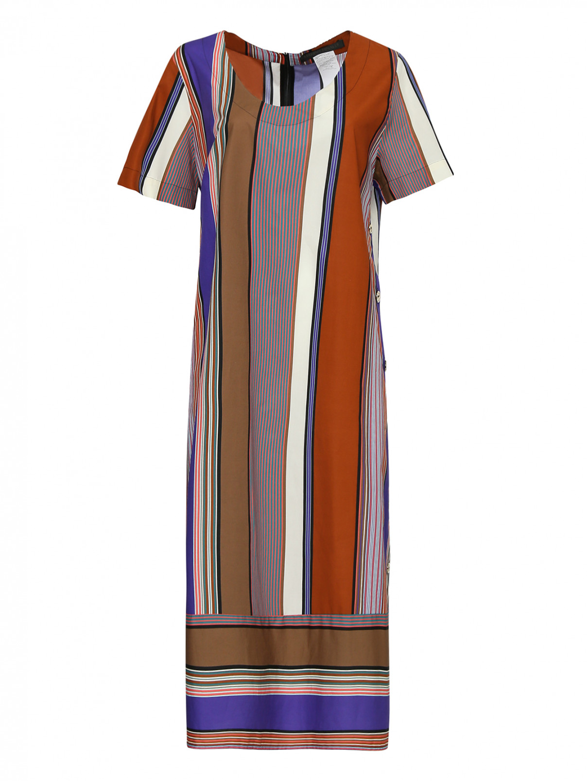 Платье из хлопка с узором полоска Marina Rinaldi  –  Общий вид  – Цвет:  Мультиколор