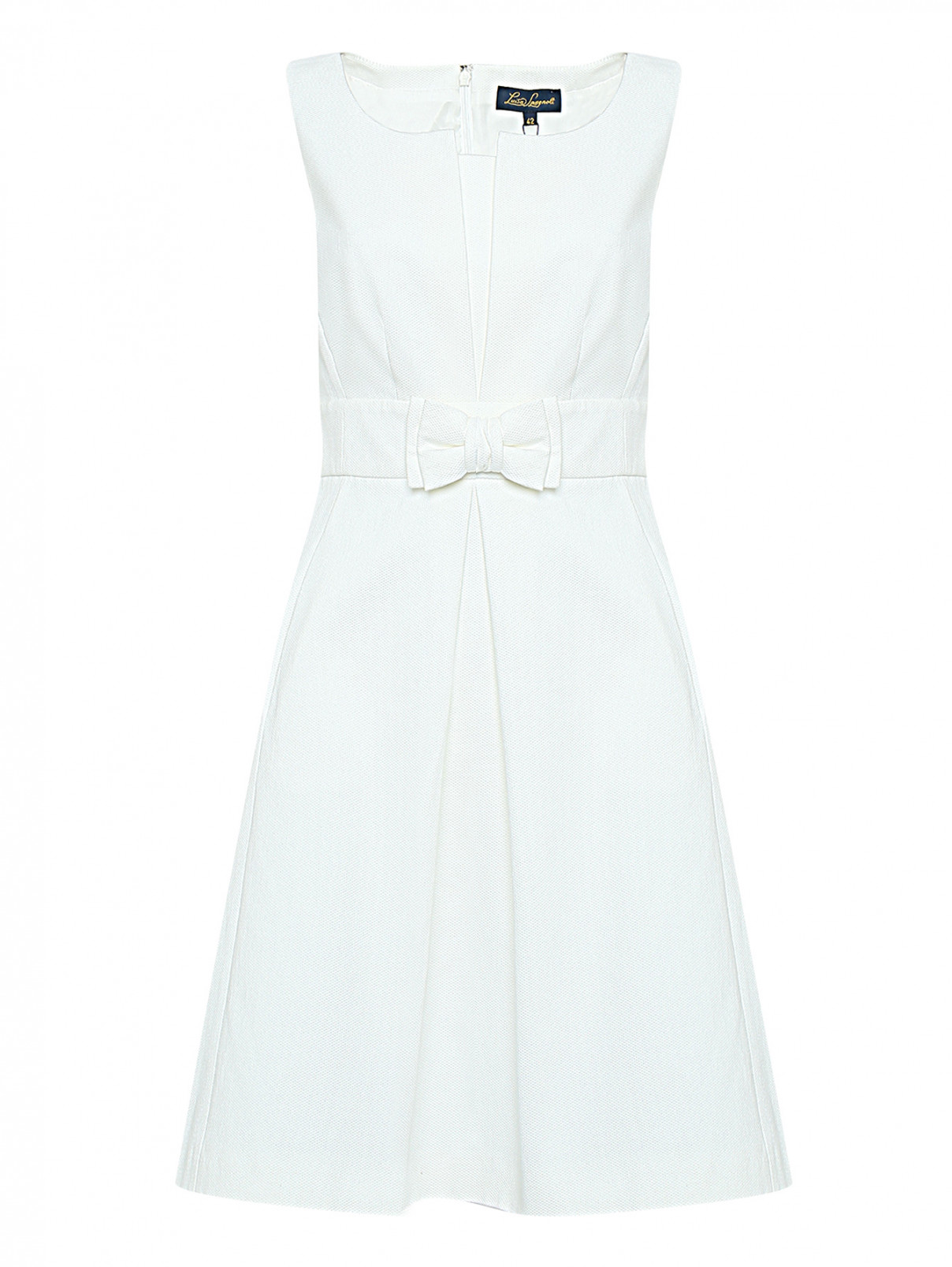 Платье из хлопка с бантом Luisa Spagnoli  –  Общий вид  – Цвет:  Белый