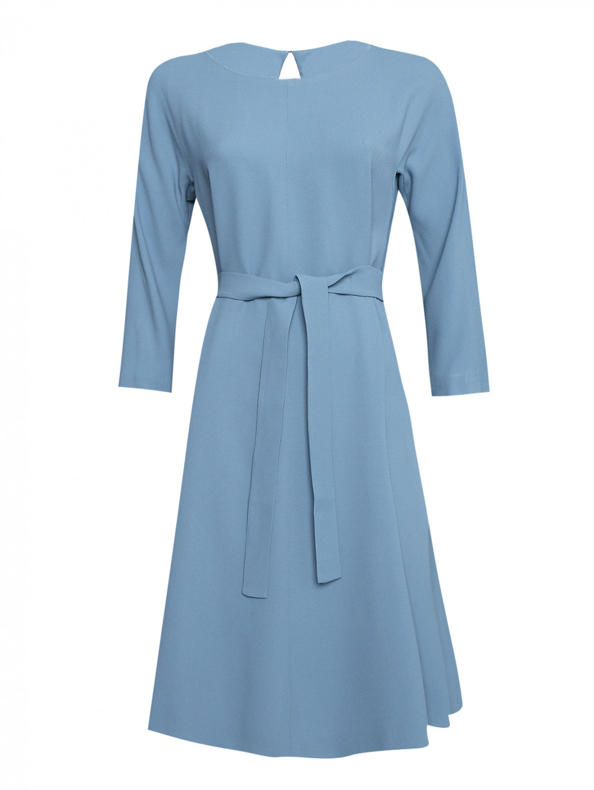Платье свободного кроя с поясом Weekend Max Mara  –  Общий вид  – Цвет:  Синий
