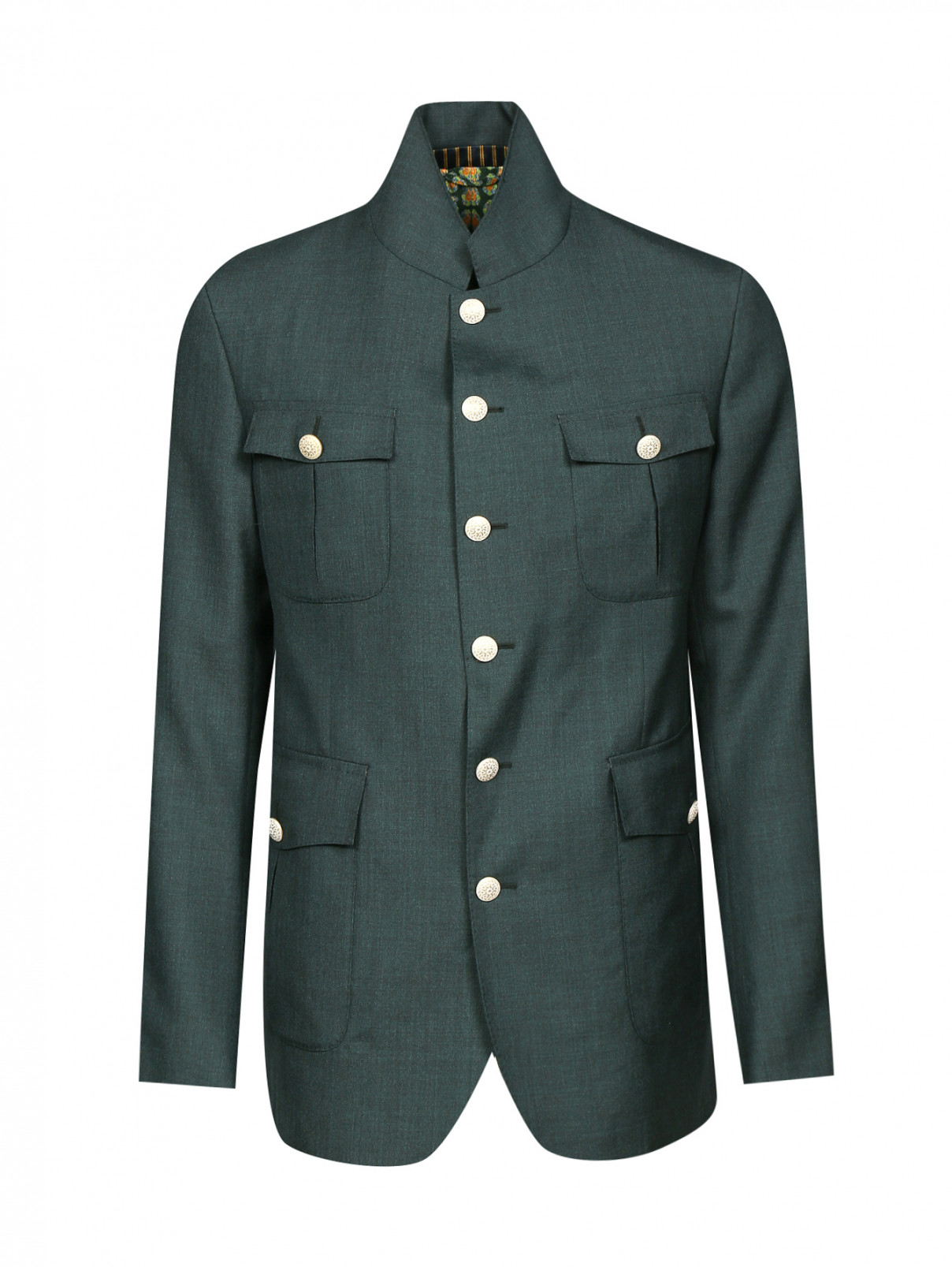 Куртка из смешанной шерсти на пуговицах Etro  –  Общий вид  – Цвет:  Зеленый