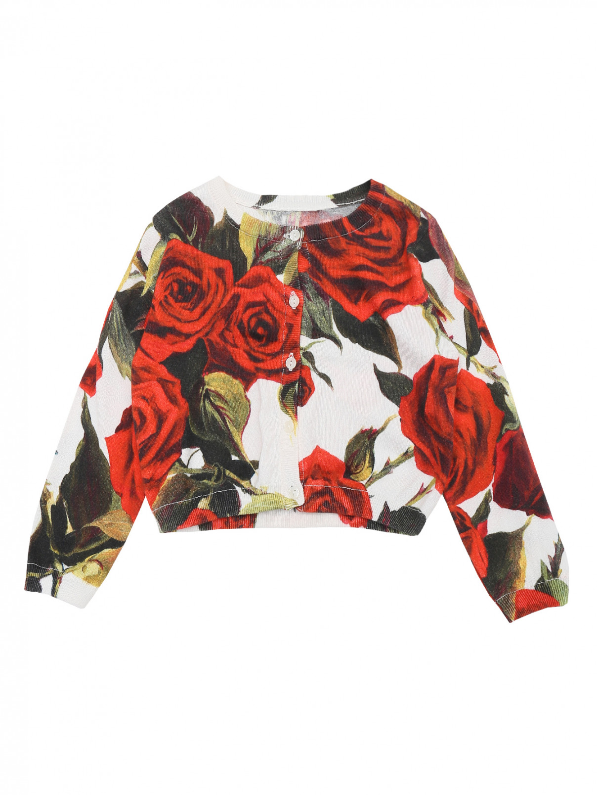 Кардиган из хлопка с цветочным узором Dolce & Gabbana  –  Общий вид  – Цвет:  Красный