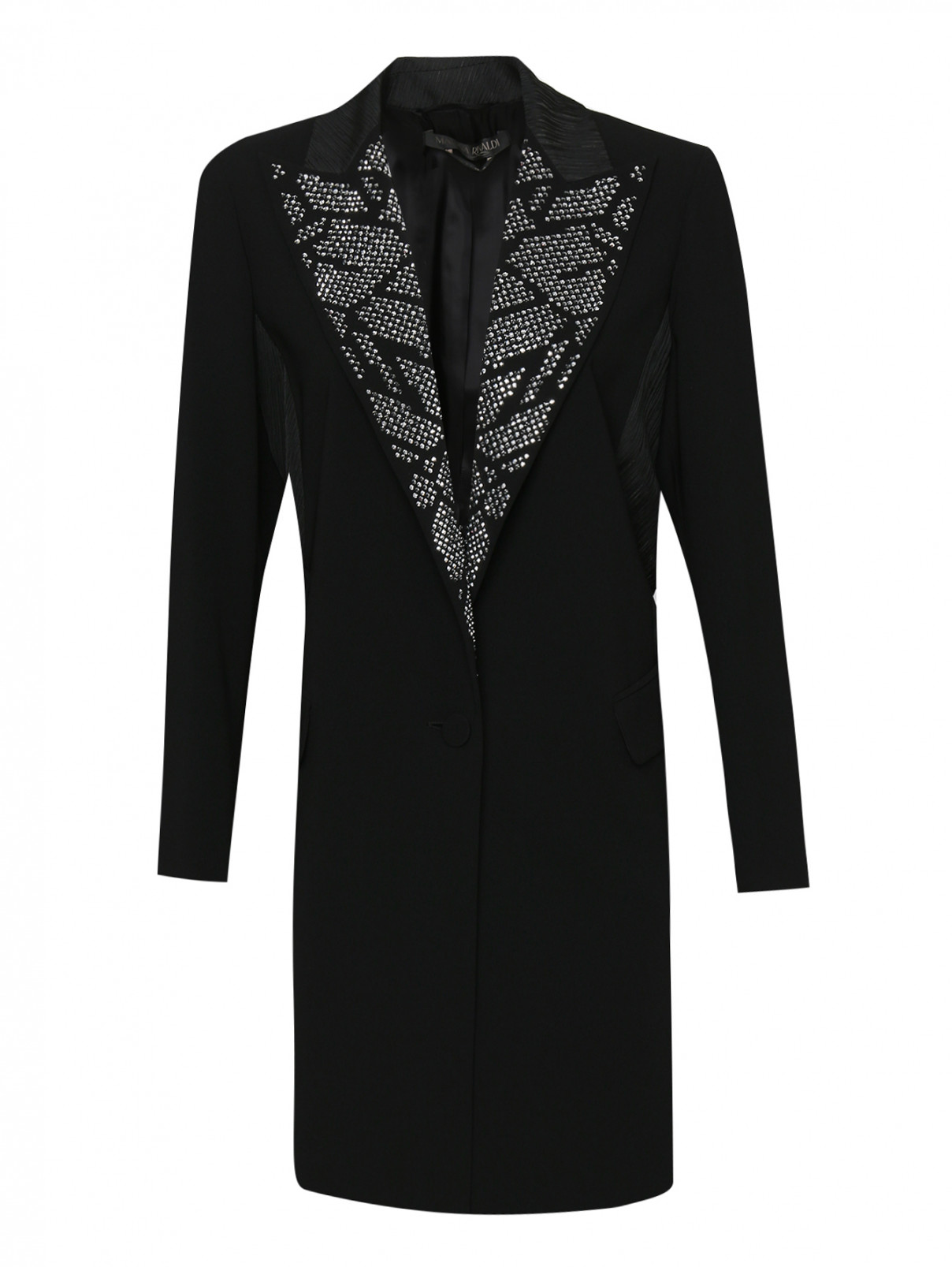 Пальто, декорированное стразами Marina Rinaldi  –  Общий вид  – Цвет:  Черный