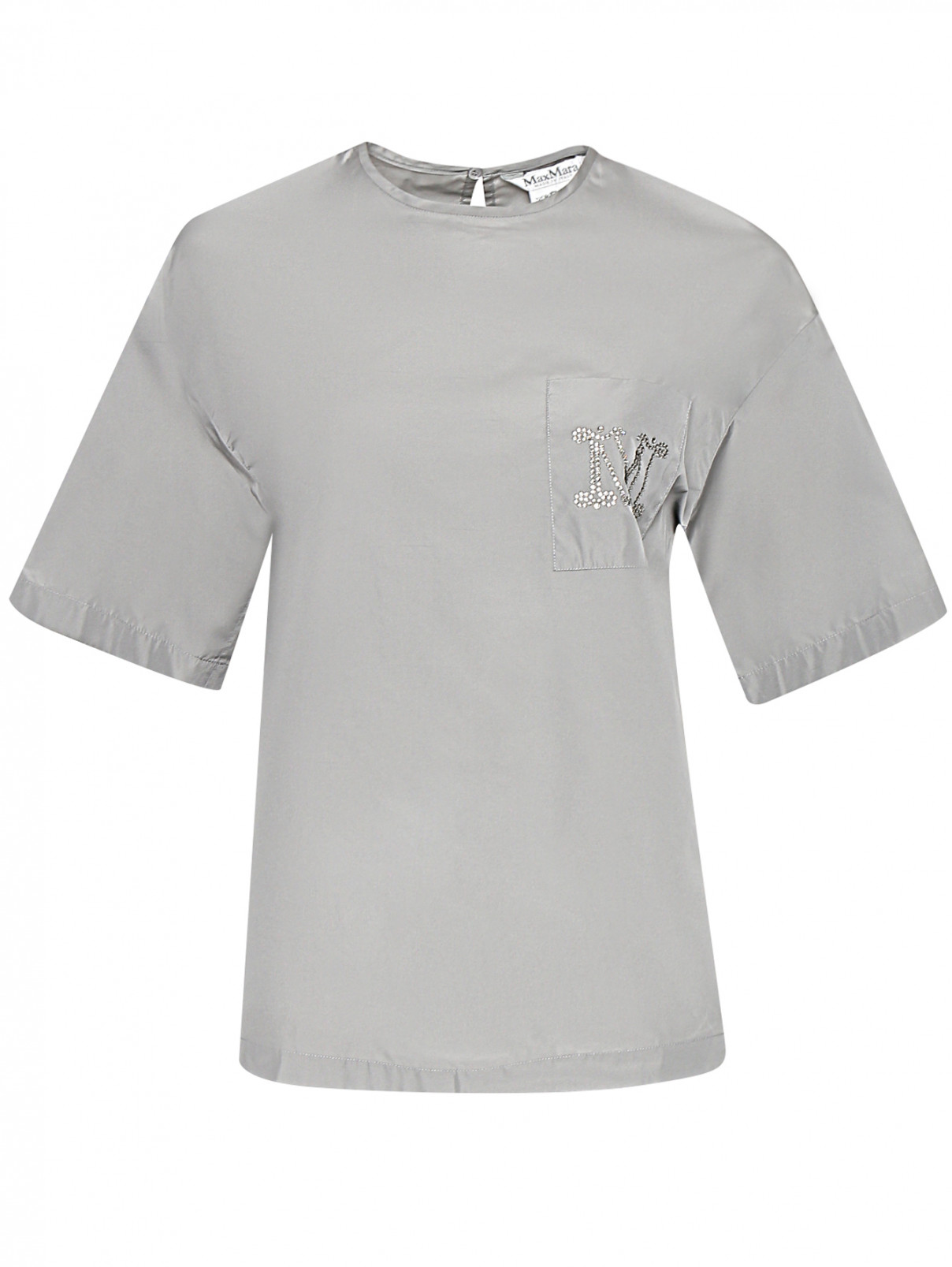 Блуза свободного кроя с короткими рукавами Max Mara  –  Общий вид  – Цвет:  Серый