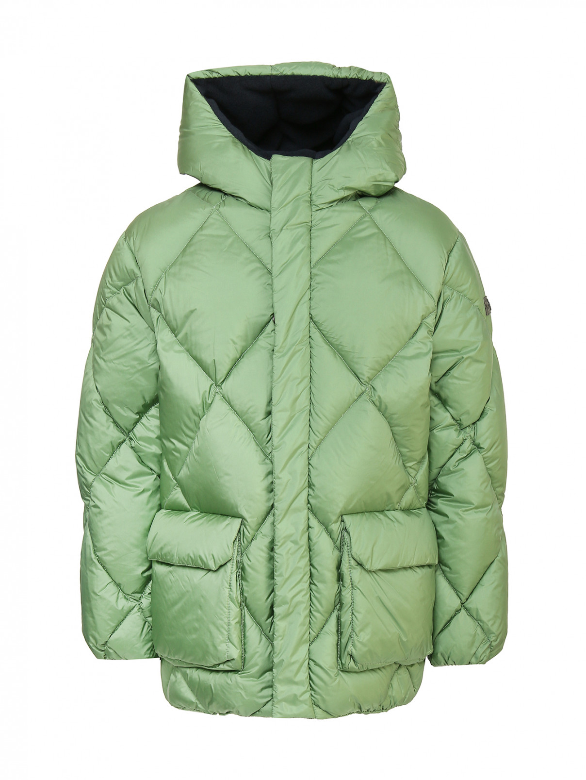 Пуховая куртка с капюшоном Il Gufo  –  Общий вид  – Цвет:  Зеленый