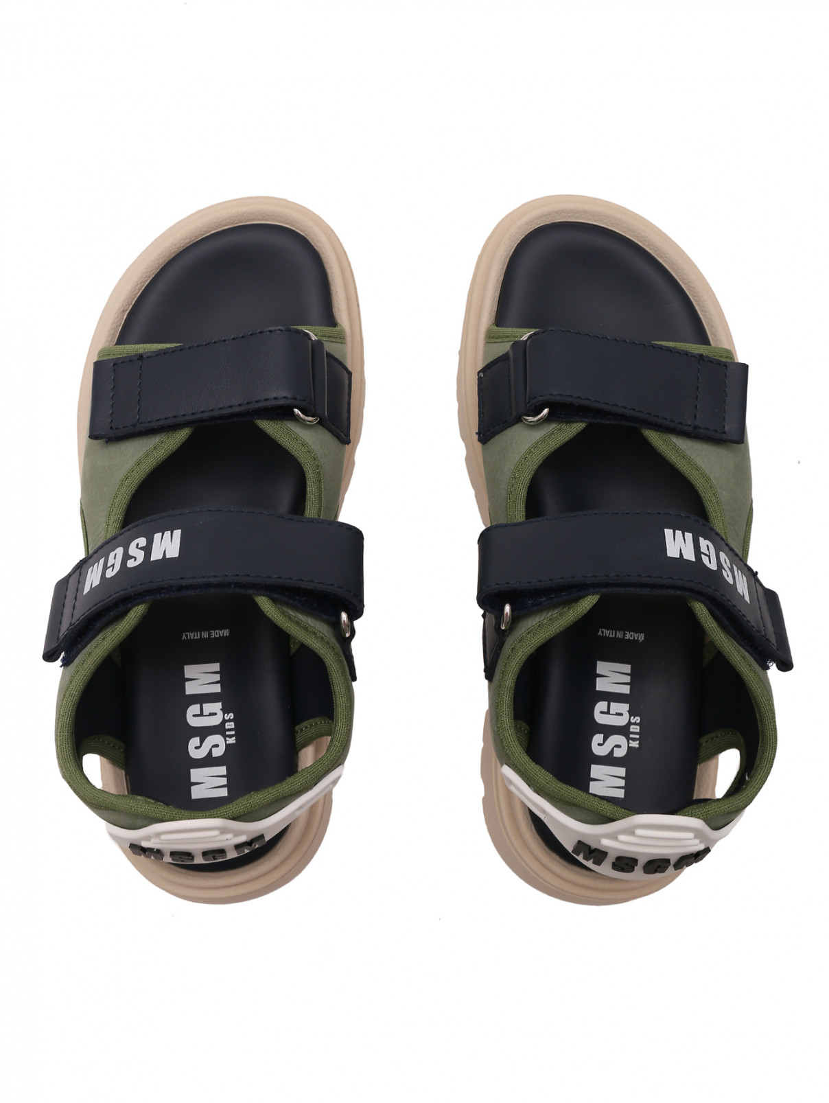 Сандалии из кожи с принтом MSGM  –  Обтравка4  – Цвет:  Зеленый