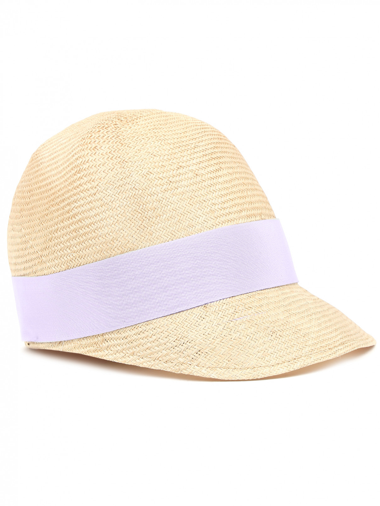 Шляпа из соломы с контрастной отделкой Federica Moretti  –  Общий вид  – Цвет:  Бежевый