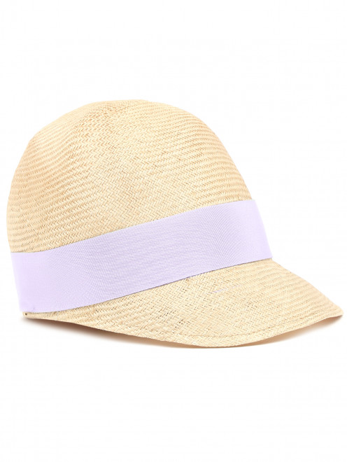 Шляпа из соломы с контрастной отделкой - Общий вид