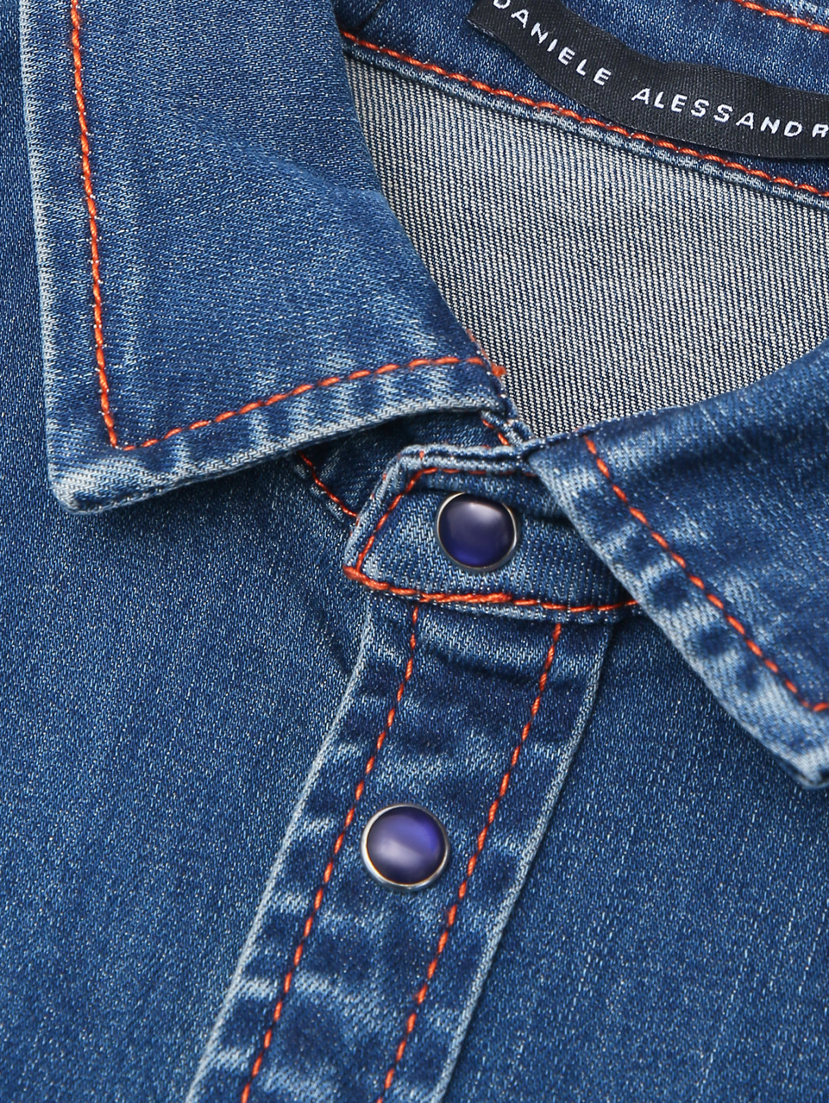 Рубашка из денима на кнопках Daniele Alessandrini  –  Деталь  – Цвет:  Синий