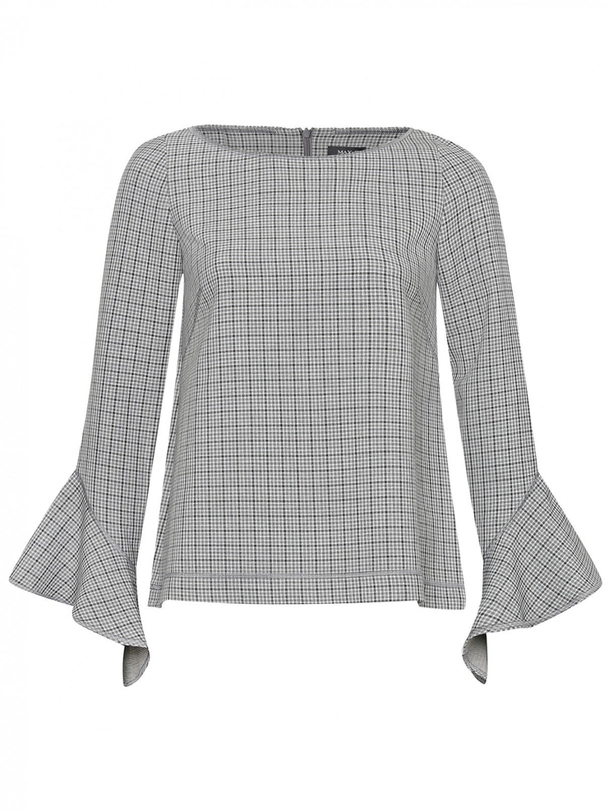 Блуза с узором "клетка" Max&Co  –  Общий вид  – Цвет:  Серый