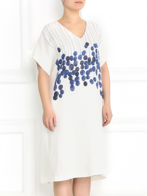 Платье из льна с принтом с завязками на спине Voyage by Marina Rinaldi - Модель Верх-Низ
