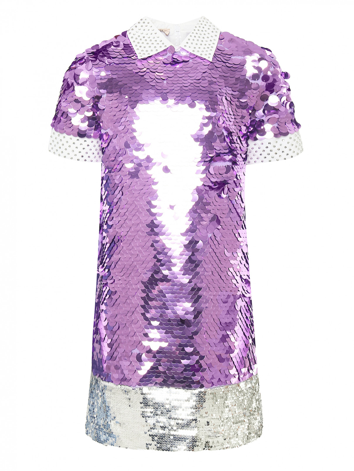 Платье с крупными пайетками и стразами N21  –  Общий вид  – Цвет:  Фиолетовый