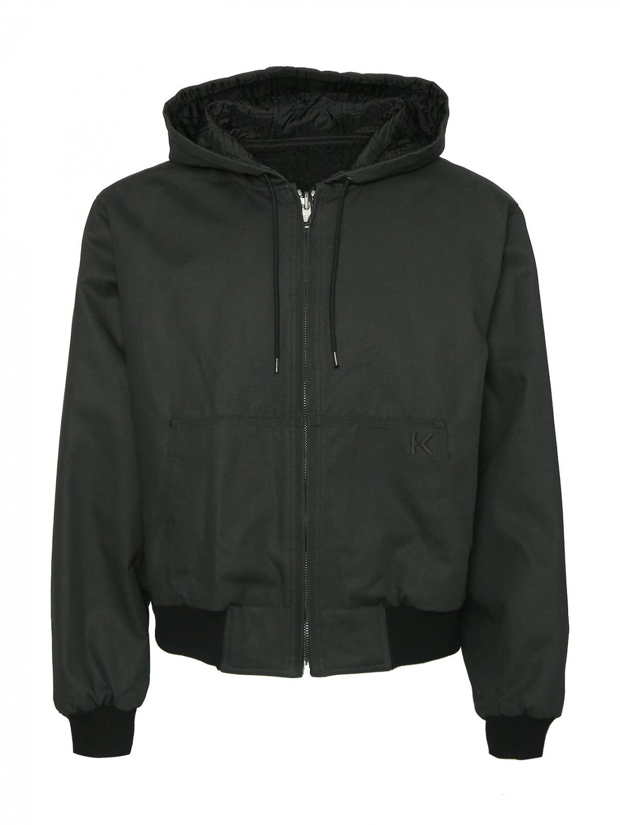 Куртка из хлопка с капюшоном Kenzo  –  Общий вид  – Цвет:  Черный