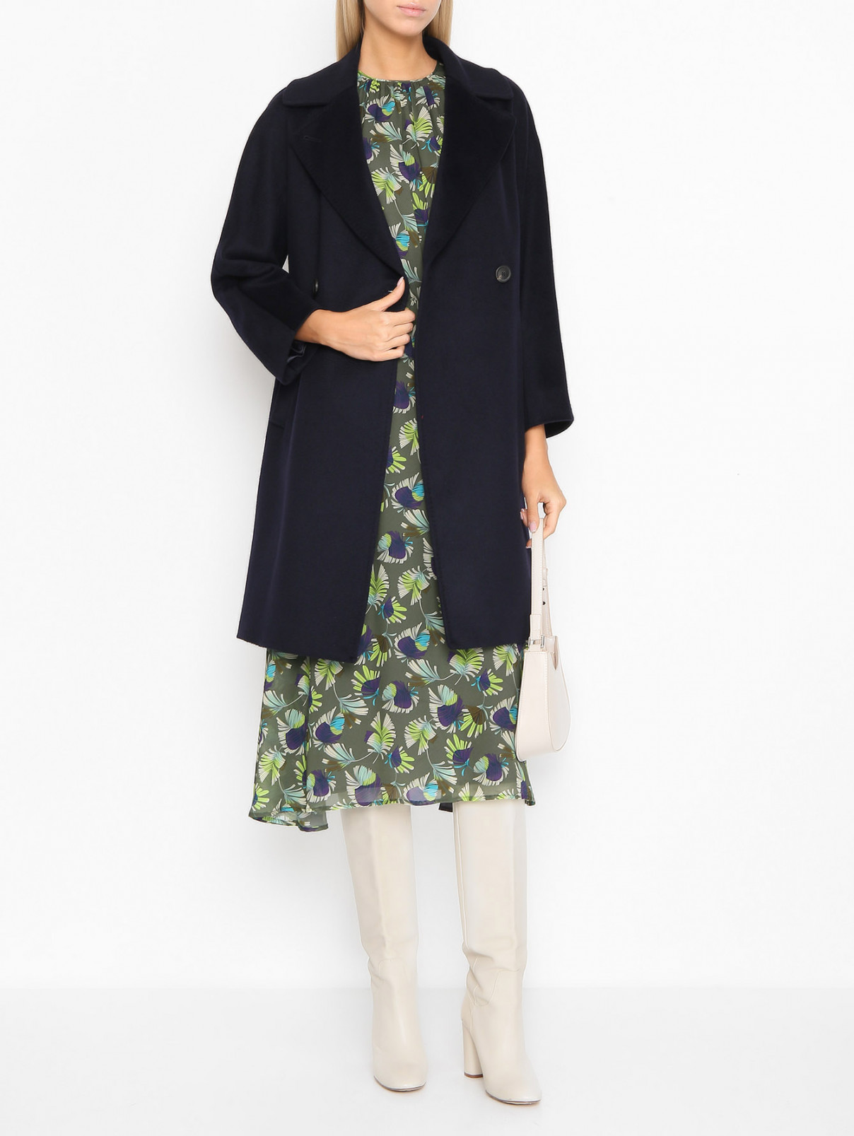 Двубортное пальто из шерсти Weekend Max Mara  –  МодельОбщийВид  – Цвет:  Синий