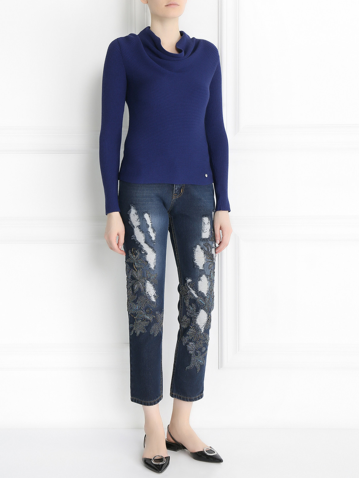 Джемпер из шерсти и вискозы Armani Jeans  –  Модель Общий вид  – Цвет:  Синий