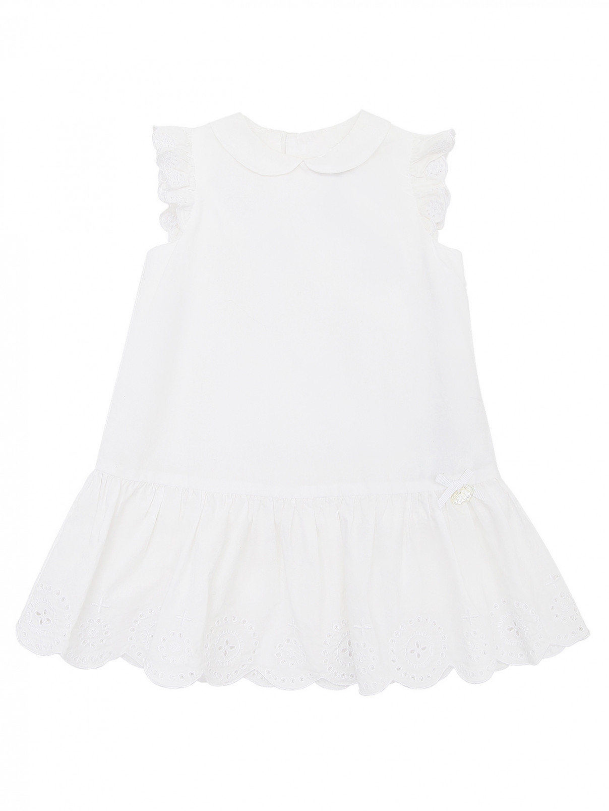Платье хлопковое с вышивкой Tartine Et Chocolat  –  Общий вид  – Цвет:  Белый