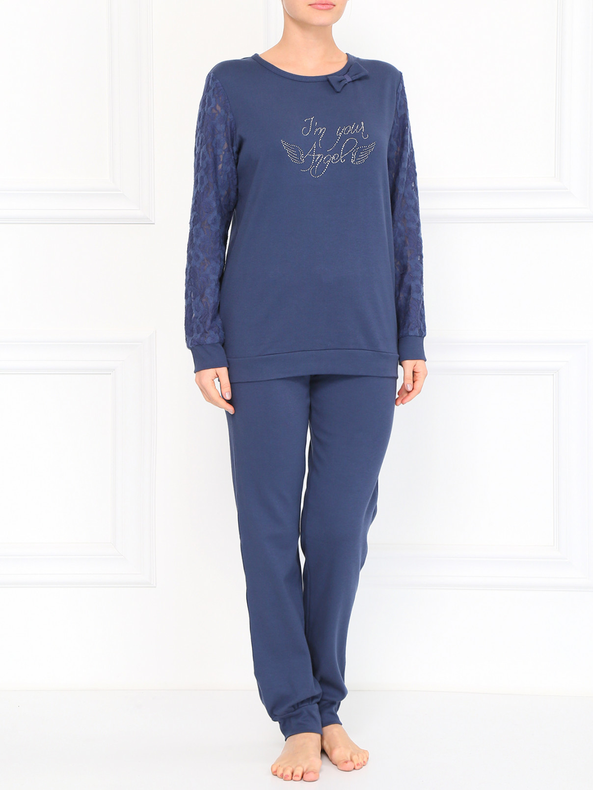 Трикотажные брюки с манжетами Rosapois  –  Модель Общий вид  – Цвет:  Синий