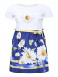 Платье трикотажное с хлопковой юбкой MONNALISA  –  Общий вид