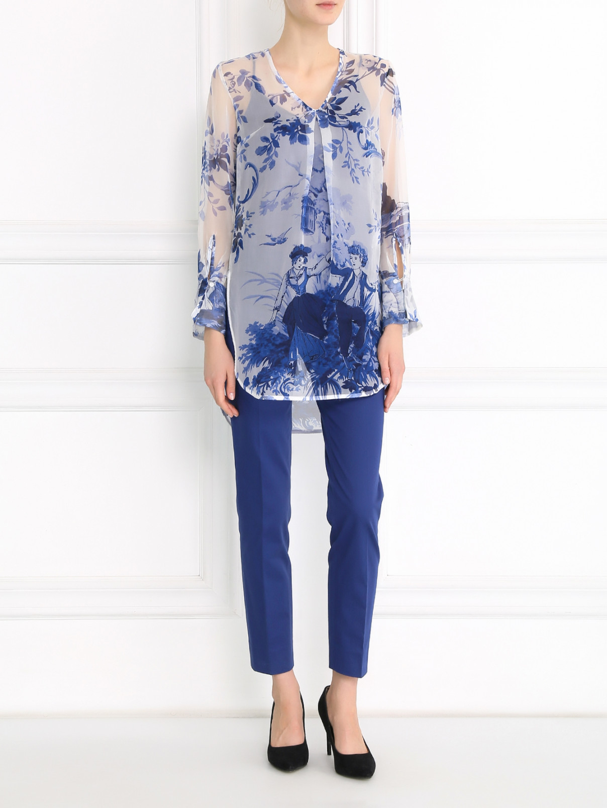 Удлиненная блуза с цветочным узором Dondup  –  Модель Общий вид  – Цвет:  Узор