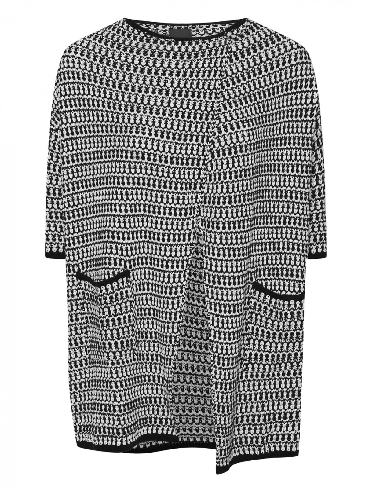 Кардиган свободного кроя с накладными карманами Marina Rinaldi  –  Общий вид  – Цвет:  Узор