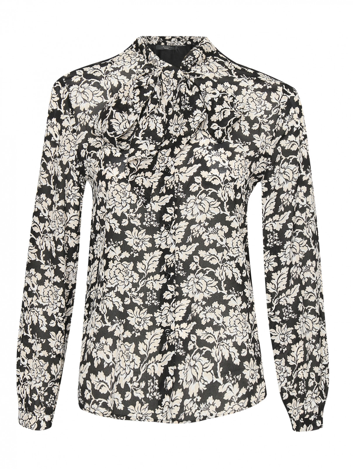 Комбинированная блуза из шелка с узором Weekend Max Mara  –  Общий вид  – Цвет:  Узор