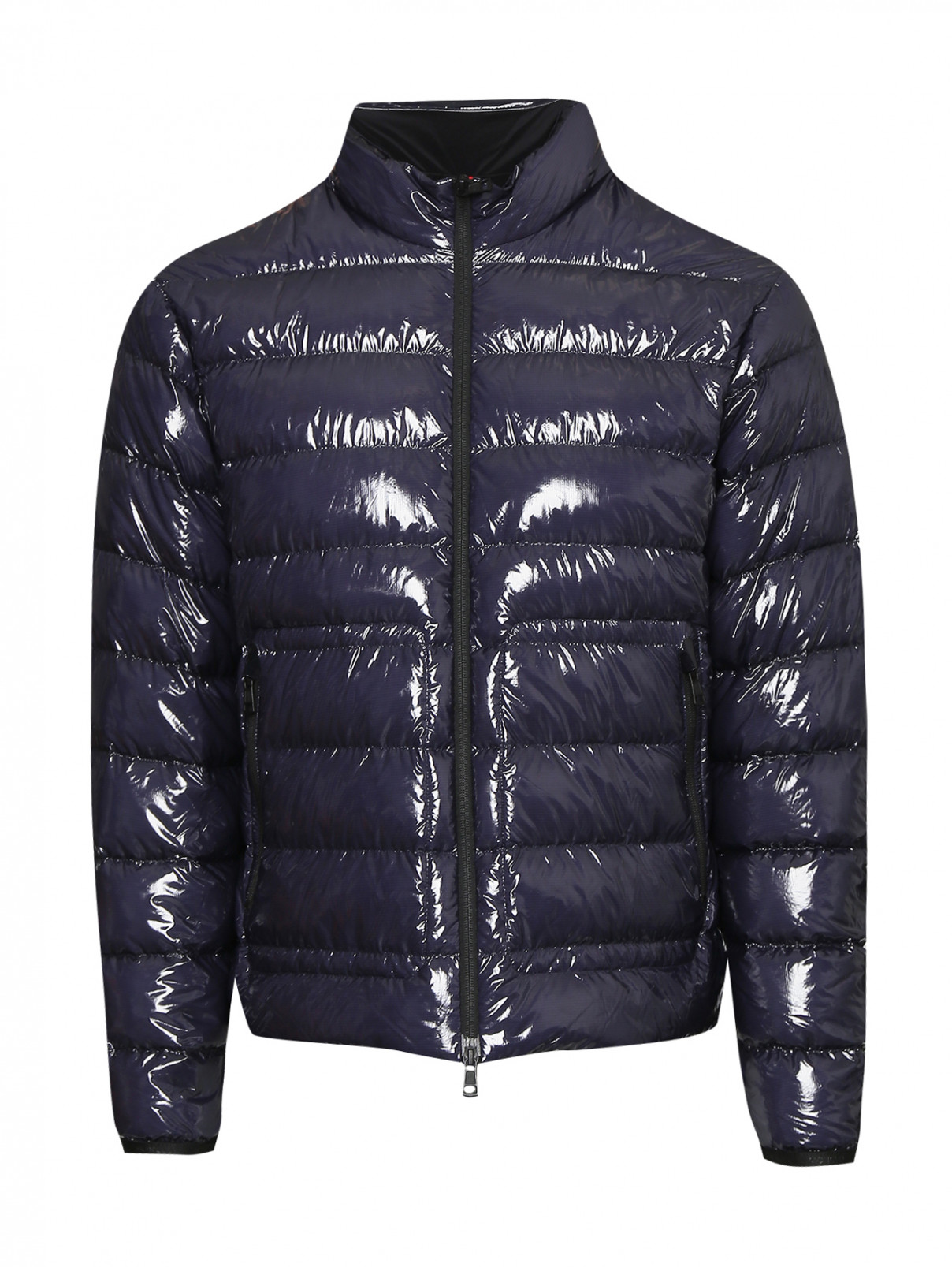 Куртка пуховая на молнии Moncler  –  Общий вид  – Цвет:  Синий