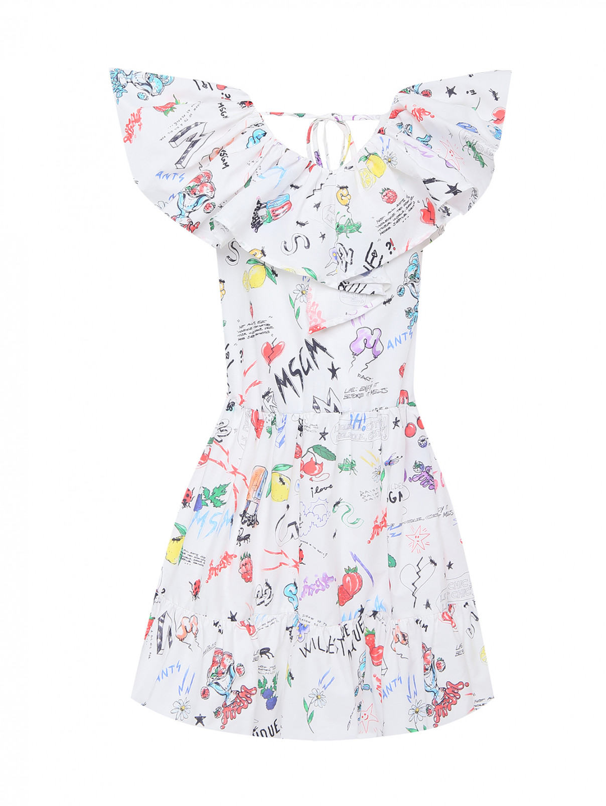 Платье из хлопка с узором MSGM  –  Общий вид  – Цвет:  Узор