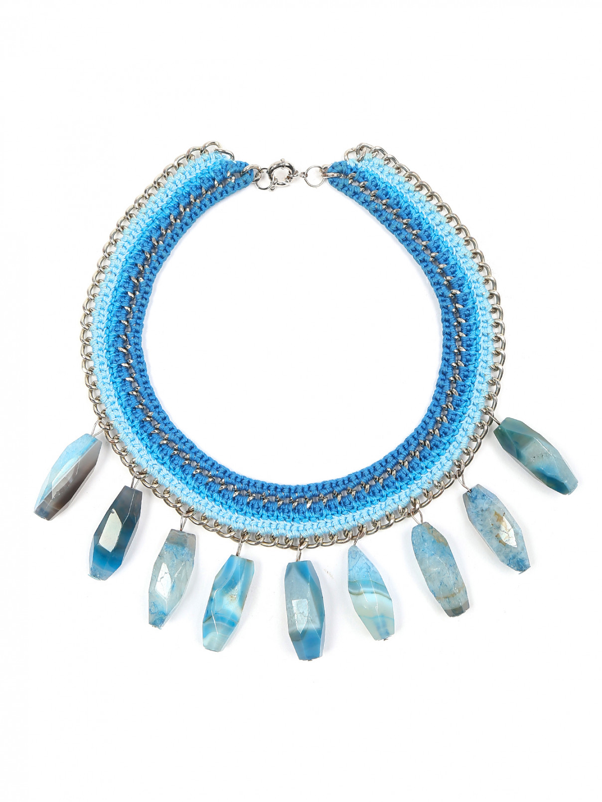 Ожерелье из текстиля с камнями Inga Kazumyan  –  Общий вид  – Цвет:  Синий