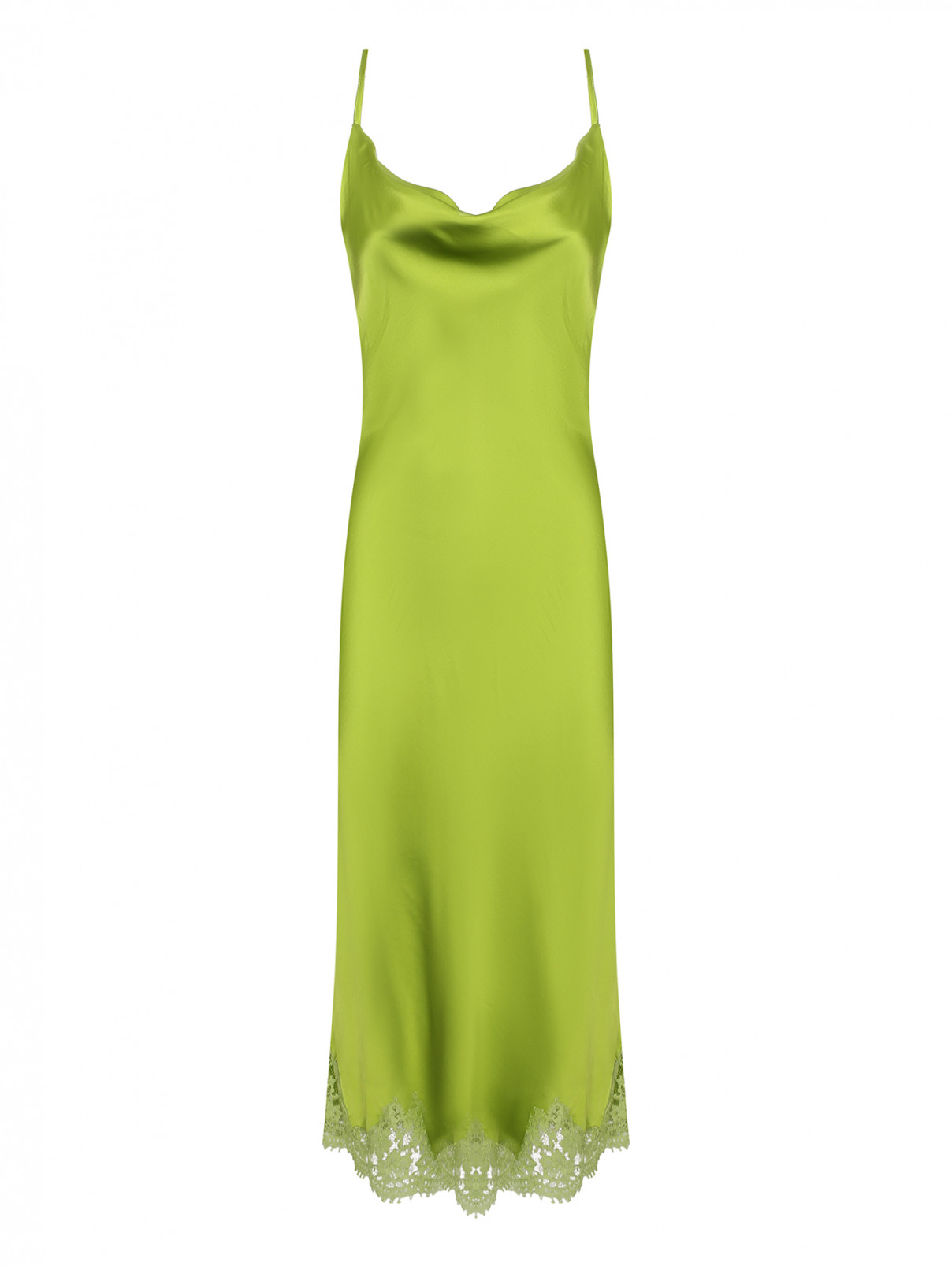 Платье с открытой спиной и кружевом Ermanno Firenze  –  Общий вид  – Цвет:  Зеленый