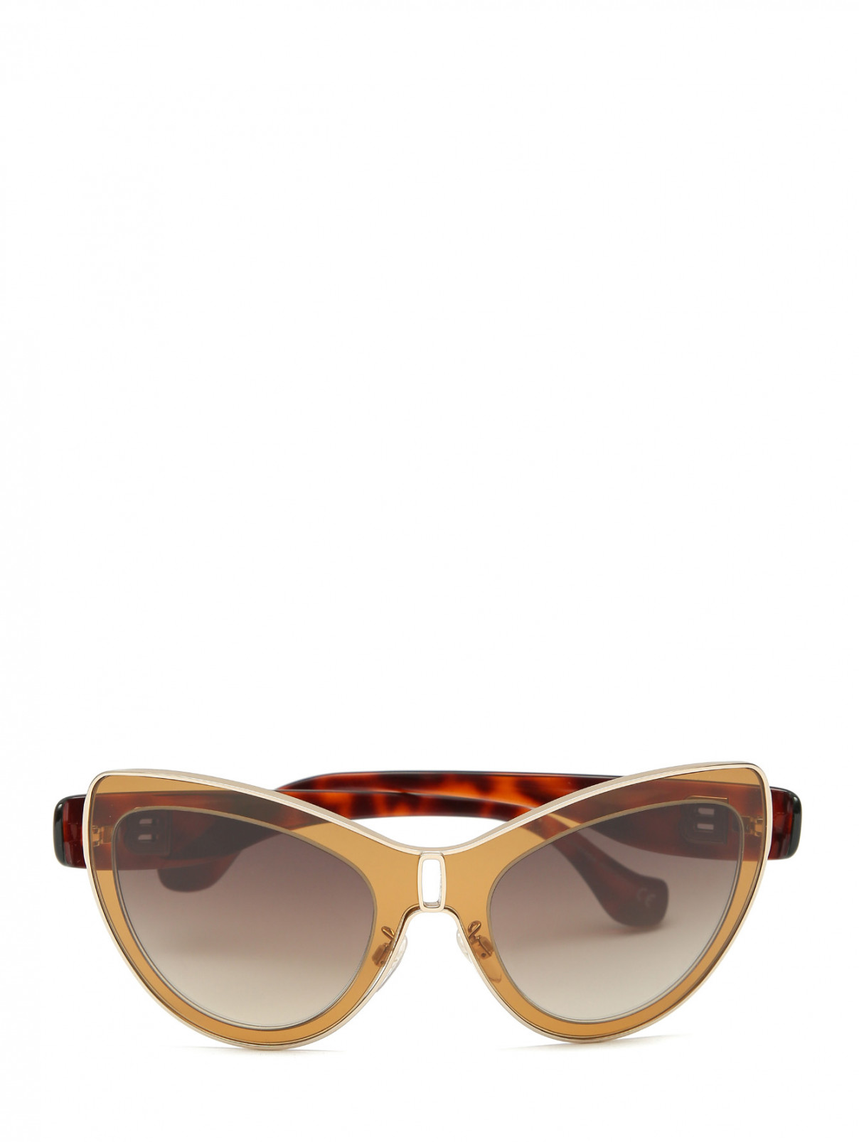 Очки солнцезащитные с металлической фурнитурой Balenciaga  –  Общий вид  – Цвет:  Коричневый