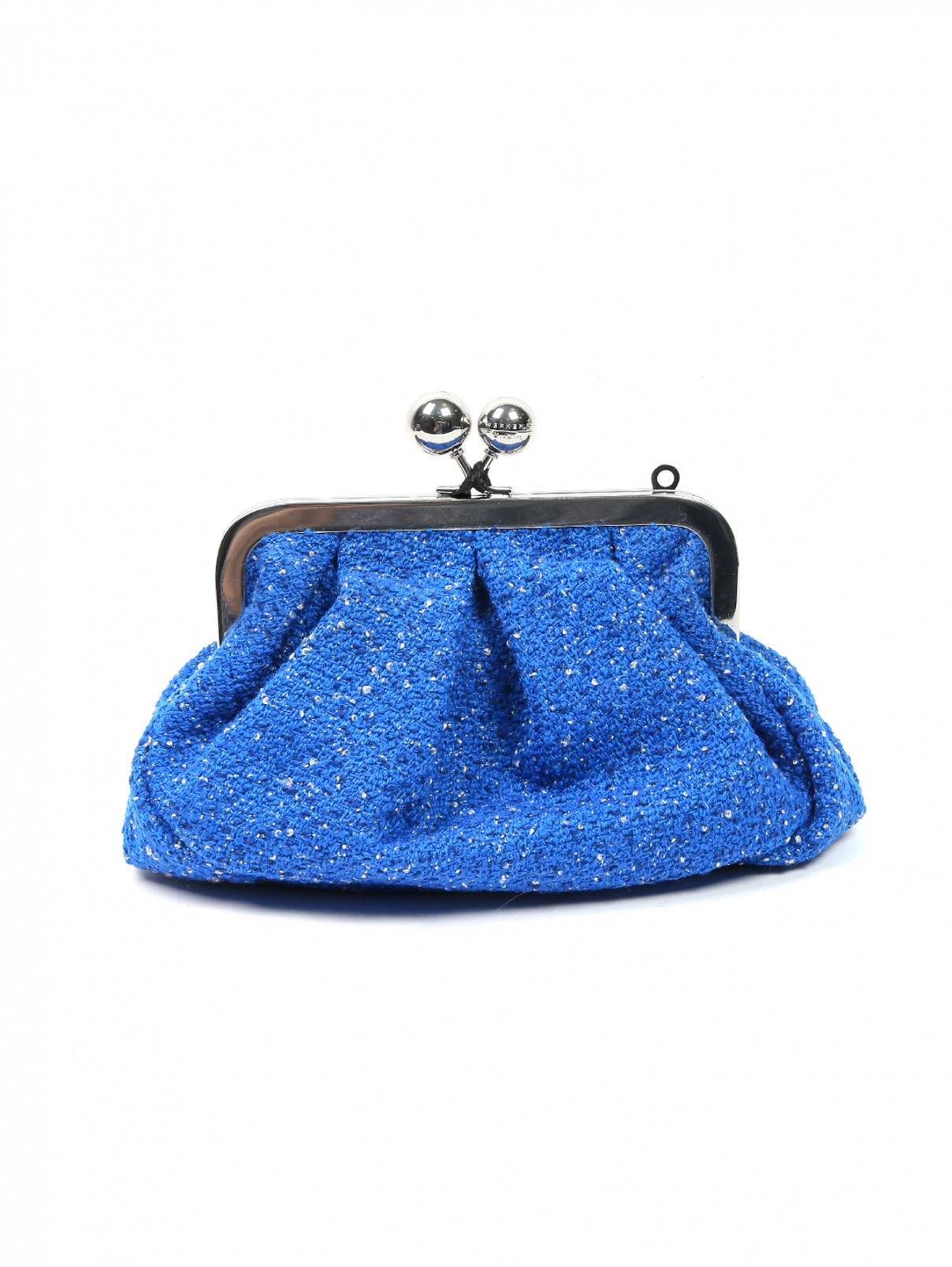 Объемный клатч из текстиля на съемном плечевом ремне Weekend Max Mara  –  Общий вид  – Цвет:  Синий