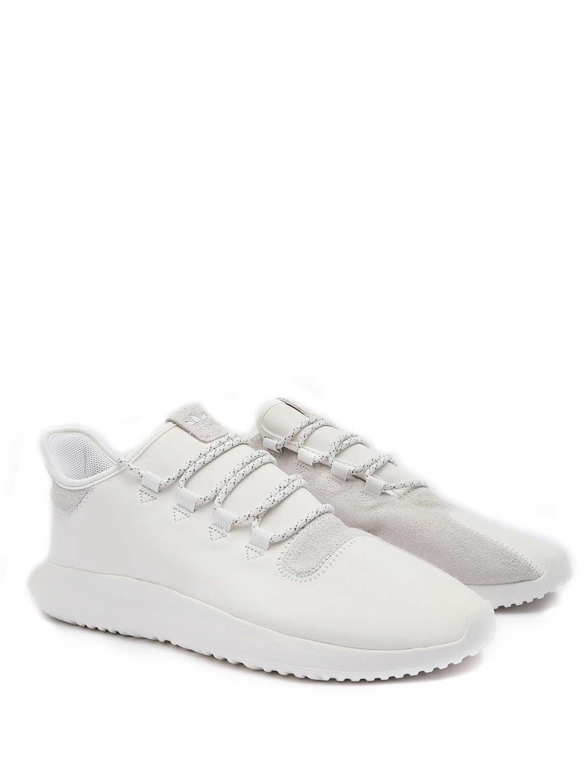 Комбинированные кроссовки из кожи Adidas Originals  –  Общий вид  – Цвет:  Белый