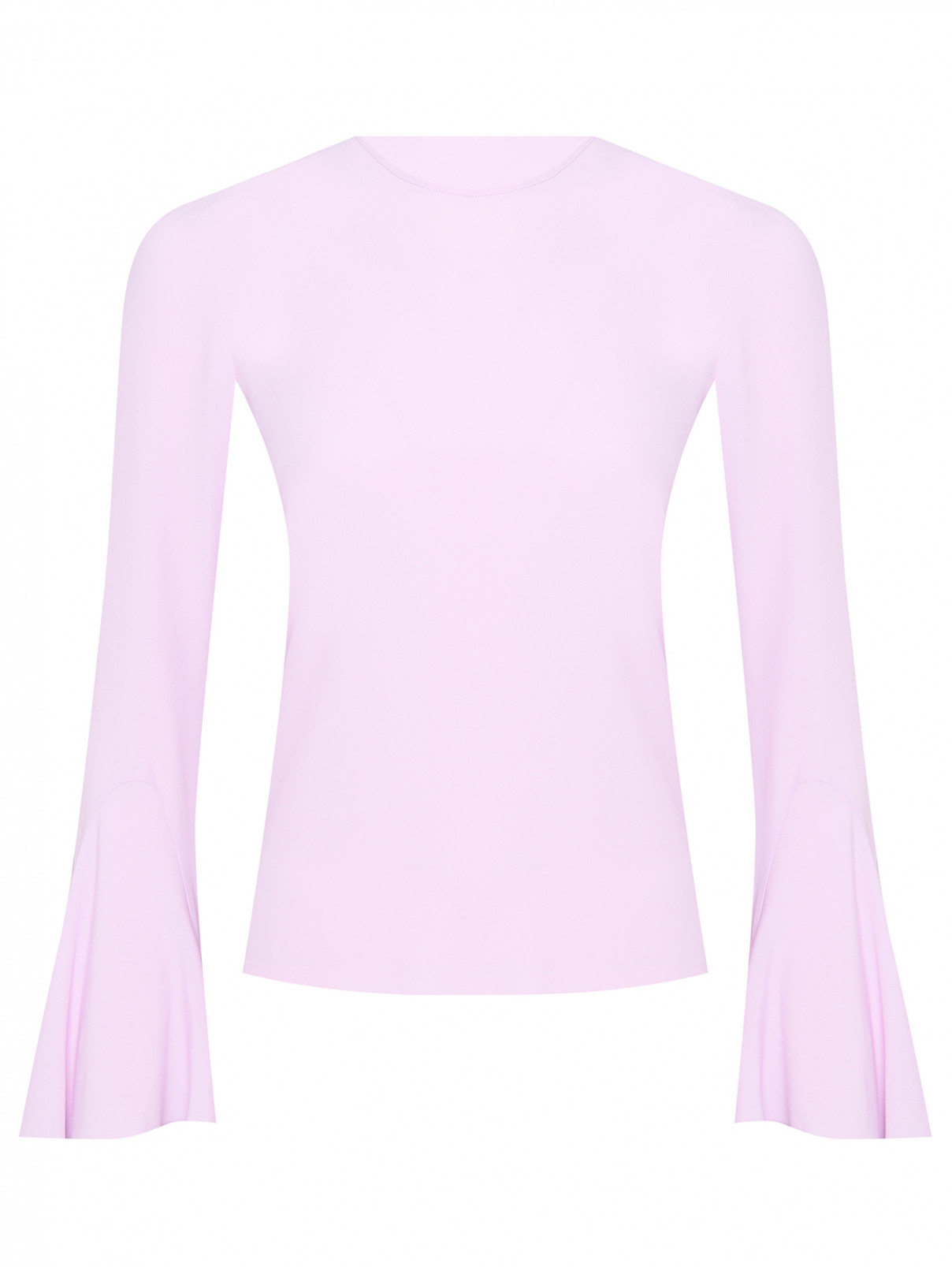 Однотонная блуза из смешанного шелка N21  –  Общий вид  – Цвет:  Фиолетовый